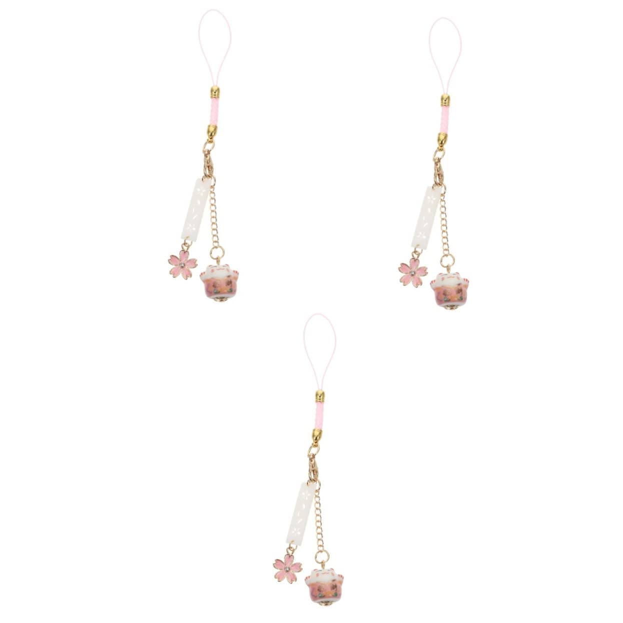 Hemobllo3pcs Lucky Cat Mobile Phone Chain Lucky Cat Keyring Gold Fortune Cat Decoration Phone Lanyard Auto Accessories Cell Phone Automobile Accessories Girl Alloy Car Key Chain