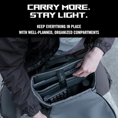 Image of ROG Ranger BP2701 (2025) Lightweight Gaming Backpack, Spacious Storage Upto 22L, Ergonomic Design, Built-in Luggage Strap, Adjustable Chest Strap, fits up to a 17-inch Laptop, Black, 0.93 kg