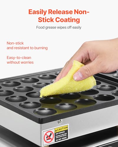 Image of VEVOR 50PCS Mini Dutch Pancake Maker, Non-stick Stainless Steel Dorayaki Baker, 1800W Commercial Electric Poffertjes Grill Pan, Dual Temp & Time Control, for Kitchen Restaurant Breakfast Dessert