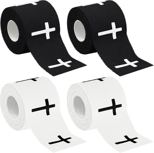 Christian Athletic Sports Tape with Cross Design - 4-Pack Breathable Cotton Wrist Wrap 2in x 23ft for Soccer Baseball Boxing & Gym Training Inspirational Faith-Based Fitness Accessory