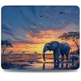 Tappetino Mouse 42x35 cm, Tappetino Scrivania, Bordi Cuciti Anti-Sfilacciamento, Impermeabile e Antiscivolo, Portatile Mouse Pad per PC, MacBook, Laptop Migliora la Precisione Elefante prateria 0d-125