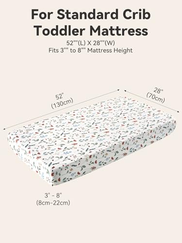 Image of TILLYOU Baby Crib Sheets for Boys Girls, Super Soft Toddler Bed Sheets, 2 Pack Sheets for Standard Crib Mattress 28x52in, Forest Floral