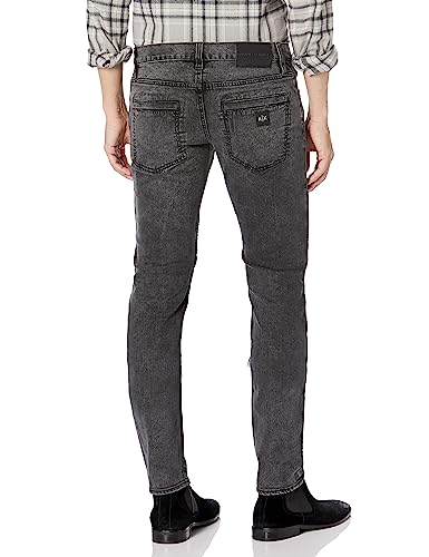 Armani Exchange Men's Distressed Grey Denim Skinny Biker Jeans2