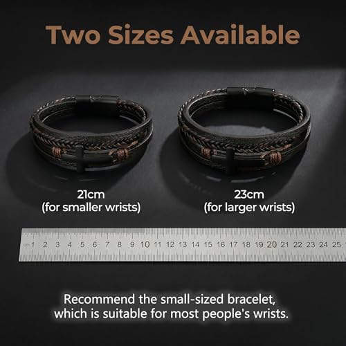 Pulsera trenzada de cuero para hombres miniatura 5