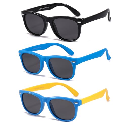 3 Pack Kids Sunglasses, Polarized Flexible Toddler Sunglasses for Girls Boys and Baby Age 2 to 10