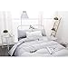 Wake In Cloud - Striped Cotton Duvet Cover Set, Ticking Stripe Pinstripe Farmhouse, 100% Cotton Bedding Set, 3 Pieces, Gray White, Twin Size