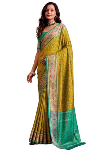 Image of MADHUHANSH Women's Cotton Linen Saree with Unstitched Blouse Piece and Floral Printed Pattern | Women Saree for Special Occasion | Stylish Modern Sarees