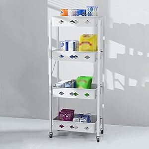 IEOWY Zusammenklappbarer Aufbewahrungswagen mit 4 Ebenen