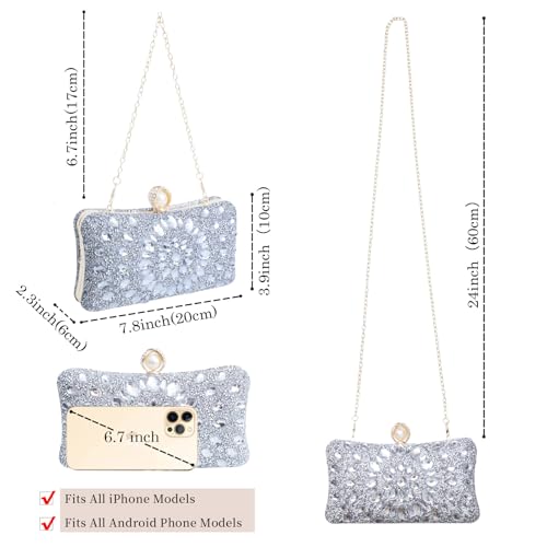 Image of Sparkly Women's Evening Clutch Purses Rhinestone Bag Luxury Handbags For Weddings Formal Prom Party