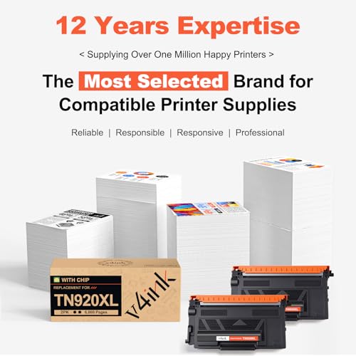 Image of v4ink TN920XL Compatible Toner Cartridge Replacement for Brother TN920XL TN 920XL TN920 for Use in Brother HL-L5210DN HL-L5210DW HL-L6210DW HL-L6217DW MFC-L5710DW MFC-L5915DW Printer Black 2-Pack