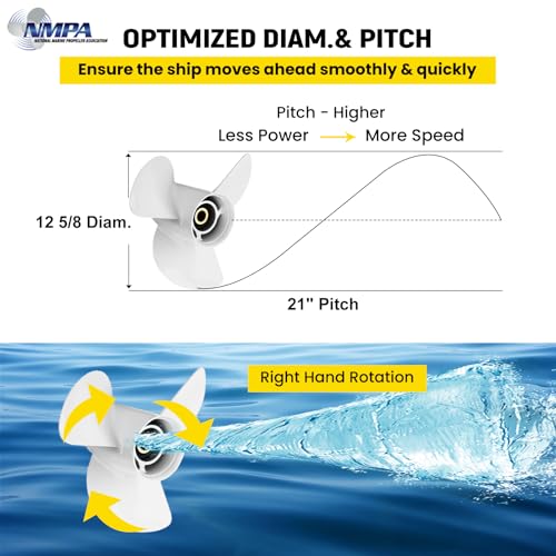 Image of VIF Aluminum Boat Propeller with Yamaha 60HP 70HP 75HP 80HP 85HP 90HP 115HP 130HP Outboard Engines,15 Tooth, Rh