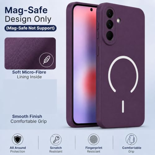 Image of SBMS Silicone Back Cover Case for Samsung Galaxy A57 5G | Soft Micro-Fibre Lining Inside | Magsafe Print On Back Side Camera Protection Bump | Shockproof Case Samsung Galaxy A57 5G (Purple)