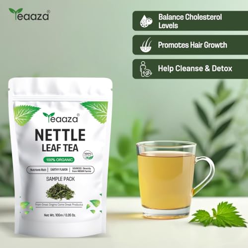 Image of Teaaza Organic Nettle Leaf Tea| Nettle Tea Leaves sourced from Himalayas| For Kidney Detox, Raising Hemoglobin & Joint Health, 10 Grams