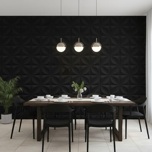 Image of Kayra Decor Wall Panels for Bedroom Butterfly Design Black Color 19.7 inch x 19.7 inch (Pack of 18) - Covers 48.51 Sq. Ft.