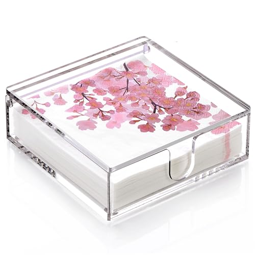 DINGHUO Servilletero de acrílico, dispensador plano de servilletas de almuerzo con tapa, organizador de servilletas de papel impermeable con tapa abatible transparente para mesa, cocina, interior y DINGHUO Servilletero de acrílico, dispensador plano de servilletas de almuerzo con tapa, organizador de servilletas de papel impermeable con tapa abatible transparente para mesa, cocina, interior y