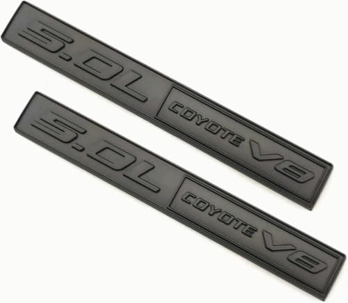 Image of 2Pc 5.0L Coyote V8 Emblems 3D Adhesive Badge V8 Engine Trim Fender Hook Trunk Decals Stickers Compatible for car (All Black)