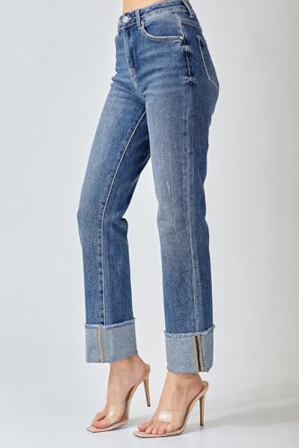 SALT TREE Risen Jeans - High Rise Straight Cuffed Relaxed Jeans - RDP5379CH4