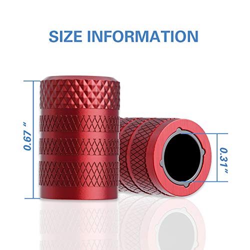 Image of CKAuto Tire Valve Stem Caps, Red, 4 pcs /Pack, Anodized Aluminum Tire Valve Cap Set, Corrosion Resistant, Universal Stem Covers for Cars Trucks Motorcycles SUVs and Bikes