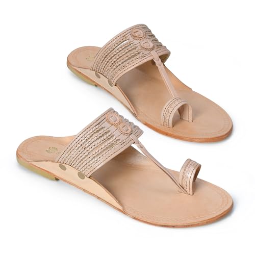 Image of Kolhapuri Chappal for Men Original, Pure Leather Handcrafted Traditional Kolhapuri Chappal for Man Formal Footwear for Weddings & Parties, Ethnic Wear & Daily Comfort