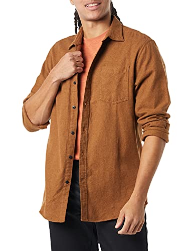 Image of Amazon Essentials Men's Regular Fit Long-Sleeve Flannel Shirt, Soft Brushed Cotton, Lightweight yet Warm