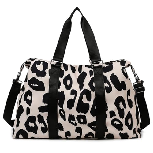 Y2K Preppy Duffle Bag Small Gym Bag for Women Weekenderl Bag Trave Dance Carry on Bag Cheetah Animal Print (beige)
