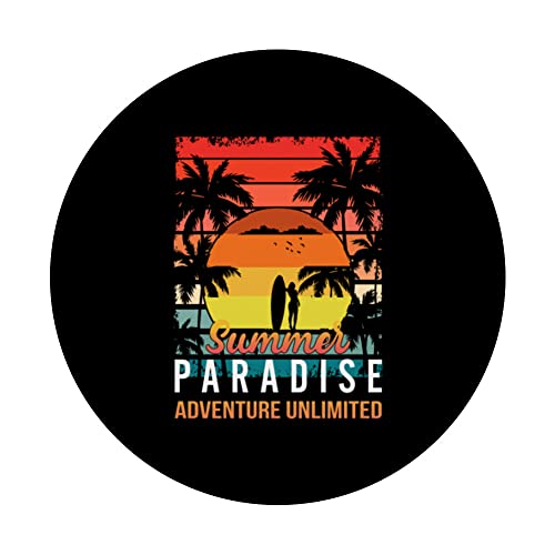 Sunshine Summer Palm Trees Beach Vibes Tropical paradise PopSockets Swappable PopGrip, Black - Image 3