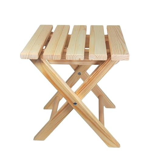 Wooden World - Taburete de Madera Plegable 2 en 1 – Mesa Auxiliar, Soporte para Plantas – Madera Natural, para Interior/Exterior, jardín, balcón, Camping – 30x28x32 cm