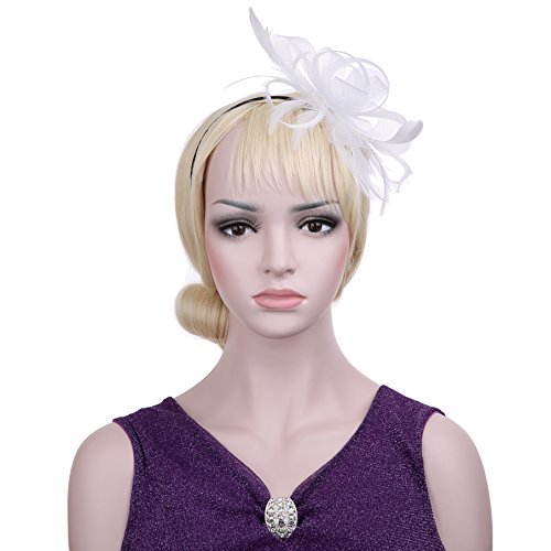 Chapeau bibi en fleur et plume pour fête et soirée cocktail pour fille et femme - Vglook