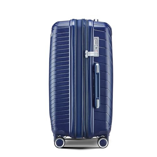 Luggage Sets 4 Piece Expandable Suitcase Set Carry On Luggage Set Hardside Travel Rolling Suitcases 20in 24in 28in Carry on and 14in Mini Cosmetic Case (Navy Blue) 7
