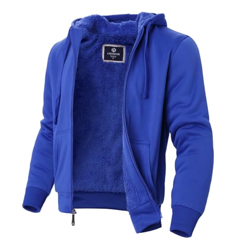 Image of LeeHanTon Sherpa Lined Hoodies for Men Heavyweight Full Zip Up Sweatshirt Thick Fleece Winter Warm Work Jackets Plus Size