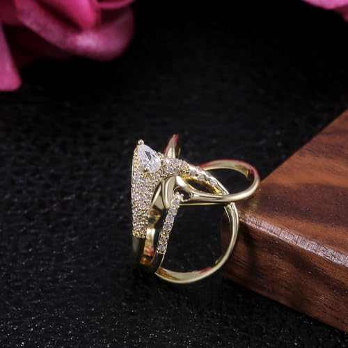 Gold Plated Cubic Zirconia Chic Irregular Hollow Design Statement Ring Personalized Accessory Ideal for Women's Daily Casual Wear Party Holiday Anniversary Love Jewelry Gift3
