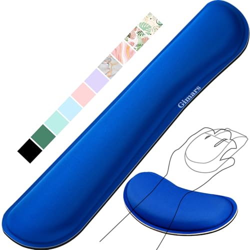 Image of Gimars Superfine Fiber Widen Memory Foam Set Nonslip Mouse Pad Wrist Support & Keyboard Wrist Rest Support for Office, Computer, Laptop & Mac & Comfortable & Lightweight for Easy Typing & Pain Relief