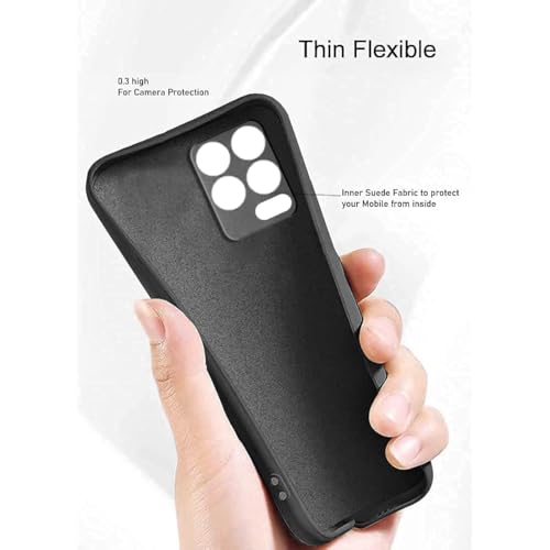 Image of BlazeTech for [ Realme 8 4G / 8 Pro ] Liquid Silicone Back Case Cover Flexible |Inner Lining| with Camera Protection Back Cover for [ Realme 8 4G / 8 Pro ] - Black