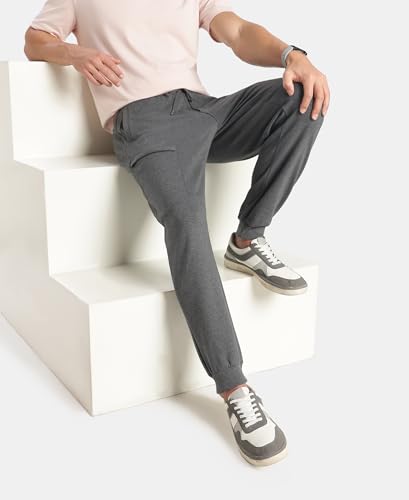 Image of Jockey AM72 Men Super Combed Cotton Rich Regular Fit Jogger with Zipper Pockets