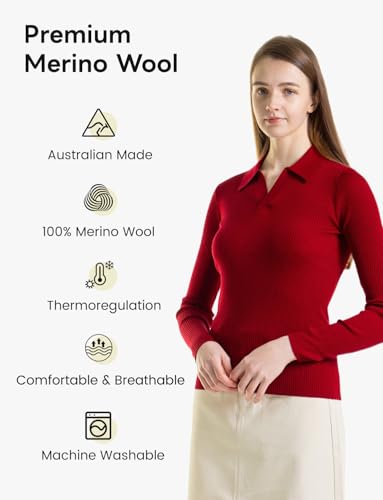 100% Merino Wool Sweater Womens V Neck Long Sleeve Pullover Lightweight Softknit Merino Wool Shirt Women Tops2