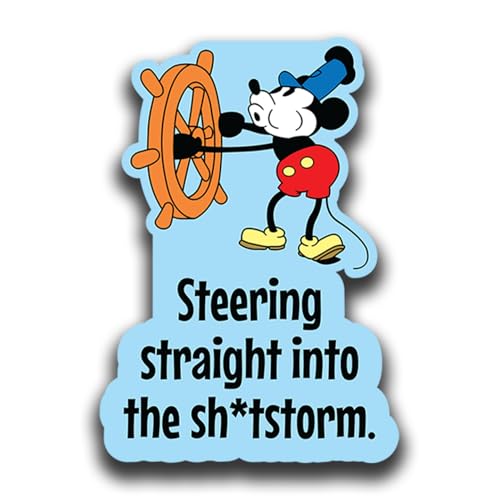 Image of Steamboat Willie Mickey Mouse Sticker Decal | Funny Sarcastic Adult Humor | 10 Variations with Hilarious Sayings | 5 inch Sticker for Laptops, Cars, Water Bottles | Regrets & Sarcasm (SSITSS-9)