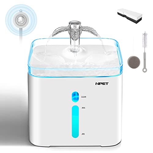 NPET Fontaine à Eau pour Chat Chien avec Capteur, Distributeur Eau pour Animal Domestique 1 Filtre, 2,5L, Électrique et Ultra Silencieuse WF020 Cover