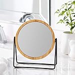 Amazon Basics Vanity Round Mirror with Bamboo Rim, Magnification, Tabletop Mount, Black, 7.2"L x 2.87 "W - Image 5