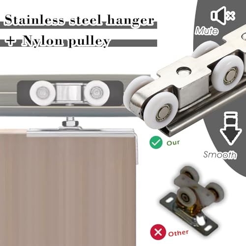 Kit de hardware para puerta corrediza oculta de clóset, riel retráctil, 1 m, alta resistencia, para baño y oficina miniatura 3