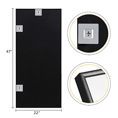 Image of NeuType 47 inchx22 inch Full Length Mirror Aluminum Alloy Frame Dressing Mirror for Bathroom /Bedroom /Living Room /Dining Room /Entry, Wall Mounted or Leaning Against Wall, Black (No Stand)