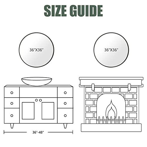 Beautypeak Circle Mirror Black 36 Inch Wall Mounted Round Mirror With Brushed Metal Frame For Bathroom, Vanity, Living Room, Bedroom, Entryway Wall Decor (Black, 36 Inches) #TOP7