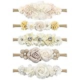 Cinaci 5 Pack Delicate Floral Flower Nylon Headbands Hair Bands Accessories for Baby Girls Newborns Infants Toddlers Kids (5 Pack S7)