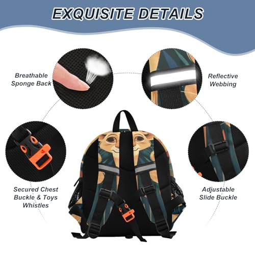 Kid's Backpack for Boys & Girls Toddler Bag Cute Lion Cartoon Backpack with Safety Leash3