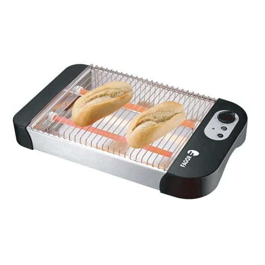 FAGOR - Tostador plano QuickToast 600W de potencia. Doble resistencia y 6 posiciones de tostado. Indicador de encendido y piloto luminoso. Sirve para todo tipo de pan.