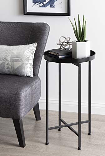 Kate And Laurel 217212 Celia Round Metal Foldable Accent Table With Tray Top thumb #1