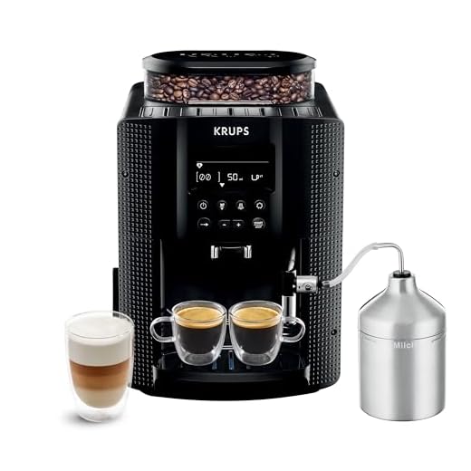 A découvrir pour les amateurs de café ! 12 Krups EA816031 Machine à Café Automatique avec Broyeur à Grains Essential Ecran LCD avec Mousseur à Lait Pot Inox Cafetière Café Grains Pression 15 Bars Thermoblock Cappuccino Espresso Noir