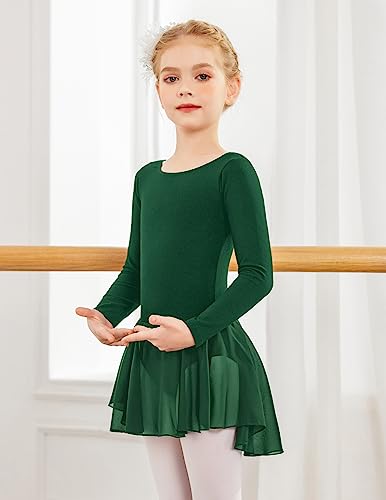 Zaclotre Ballet Leotards for Girls Toddler Classic Long Sleeve Criss-Cross Back Dance Dress Ballerina Outfits2