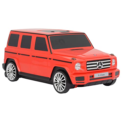 Image of Best Ride On Cars Mercedes G-Class Stylish Large All-in-One Suitcase Ride-On SUV Vehicle & Carry-On Stroller Luggage, for Kids Age 2 to 6, Red