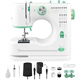 KTOITION Sewing Machine With 16 Stitches, Mini Electric Multifunctional Sewing Machine With Extension Table, Double Needle 2 Speed 2 Thread, Reverse Stitch, compact Size for Beginners