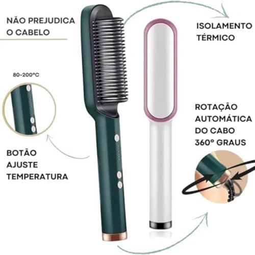 Escova de Cabelo Alisadora Modeladora Elétrica 3 em 1 Pente Alisador para Todos os Tipos de Cabelo B